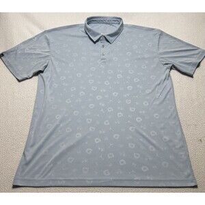 Swannies Polo Golf Shirt Blue Size XL Performance All Over Print Preppy Casual